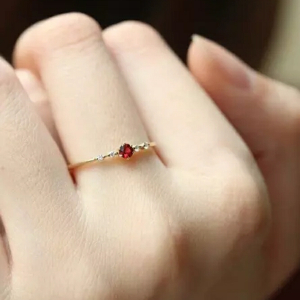 New Gold Tiny Ruby Thin Ring